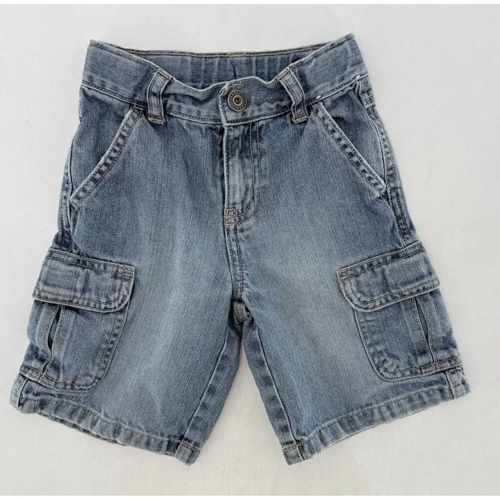 Gymboree Boy’s Denim Jean Cargo Shorts Size 5 Adjustable Waist Normcore‎